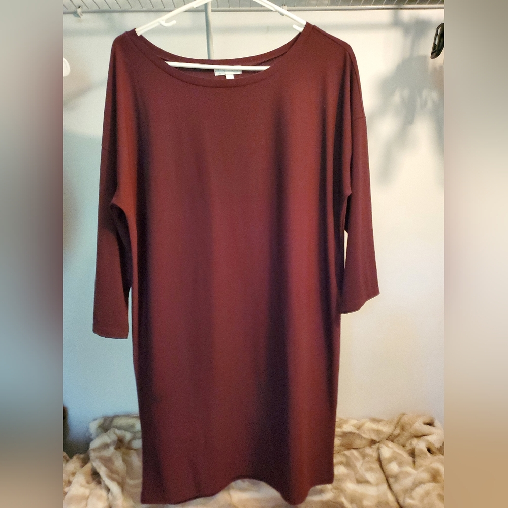 Leith Maroon 3/4 Sleeve Oversized Dress